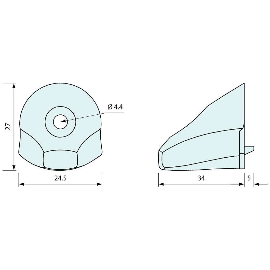 Hinge Cap For 72mm Spring Hinge